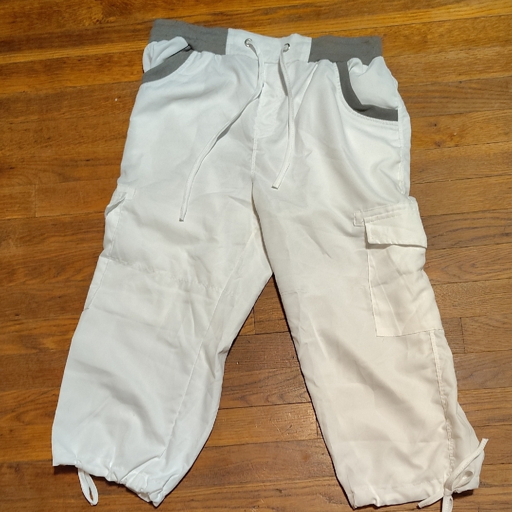 Casual White Jogger Pants with Gray Details